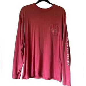 Men's Long Sleeve Pink Vineyard Vines Tee T Shirt Medium